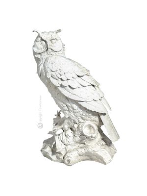 OWL WHITE Statuette Statue Figure Porcelain Capodimonte Handmade Made in Italy Exclusive