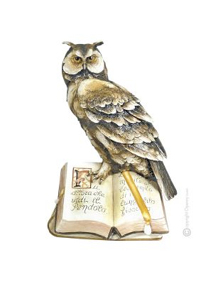 THE OWL TEACHER Statuette Statue Figure Porcelain Capodimonte Handmade Made in Italy Exclusive