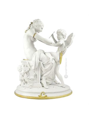 AWAY LOVE - CUPIDO Statuette Statue Figure Porcelain Capodimonte Handmade Made in Italy Exclusive Height 25.6Inch
