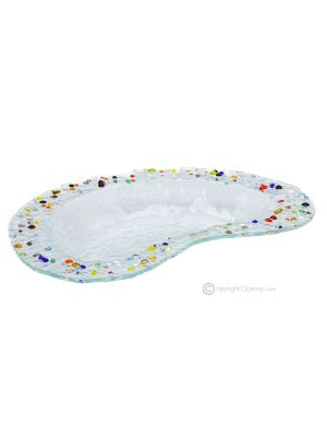 DROPS – Tray, serving plate in artistic glass, handmade, modern design.