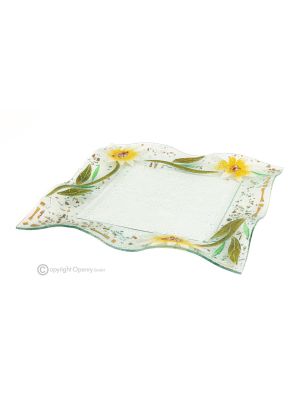 GERBERA – Tray, serving plate, centerpiece in artistic glass, handmade