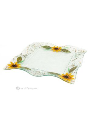 SUNFLOWER – Tray, serving plate, centerpiece in artistic glass, handmade