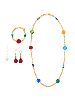 PARURE WENDY jewellery set necklace bracelet earrings handmade pearls in Murano-Venice glass with silver 925 authentic Made in Italy
