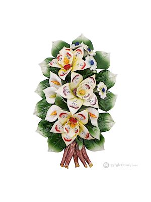 ORCHIDS - Hanging flower branch, fine Capodimonte porcelain, decorative