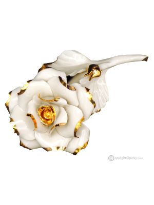 GOLDEN ROSE – Hanging flower in Capodimonte porcelain, 24K gold details
