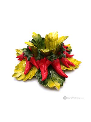CANDLE HOLDER PEPPERS – Centerpiece decoration for table, Capodimonte ceramic