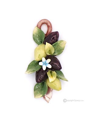 OLIVES – Composition with hanging olives in Capodimonte ceramic, handmade