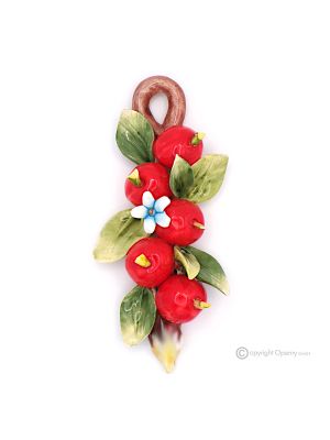 CHERRIES – Hanging fruit composition in Capodimonte ceramic, handmade