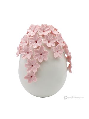 UOVO – Centerpiece table decoration with small flowers, fine Capodimonte ceramic