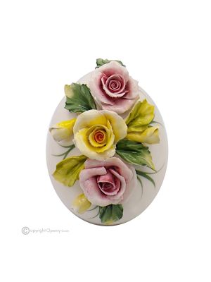 UOVO ROSE – Centerpiece table decoration, fine Capodimonte ceramic, handmade