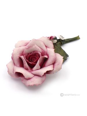 PURPLE ROSE – Hanging flower in Capodimonte porcelain, handmade, high quality