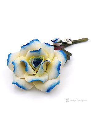 BLUE ROSE – Hanging flower in Capodimonte porcelain, handmade, high quality