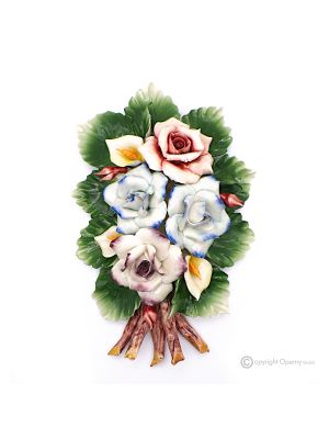 ROSE CALLE - Wall flower branch, fine Capodimonte porcelain, handmade