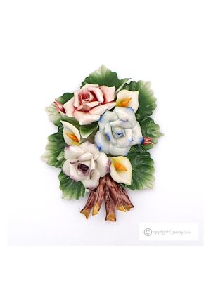 ROSE CALLE - Hanging flower branch, fine Capodimonte porcelain, handmade