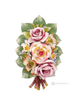 ROSE - Wall floral composition, high quality Capodimonte ceramic, handmade.