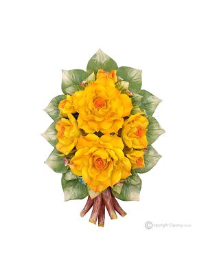 ROSE - Wall floral branch, Capodimonte ceramic, high quality