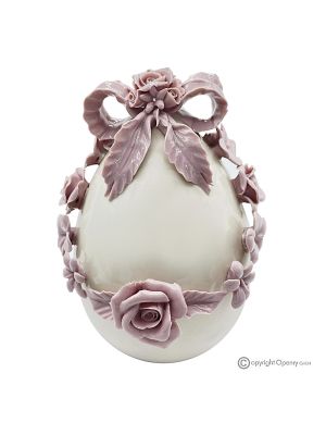 UOVO GLICINE – Centerpiece for table, fine Capodimonte porcelain, handmade