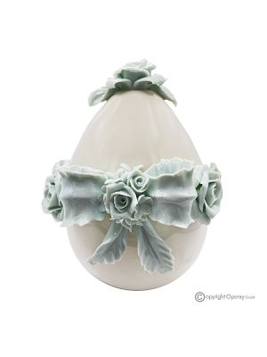 TIFFANY EGG – Centerpiece for table, fine Capodimonte porcelain, handmade