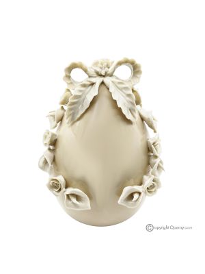 WHITE EGG – Centerpiece for table, fine Capodimonte porcelain, handmade