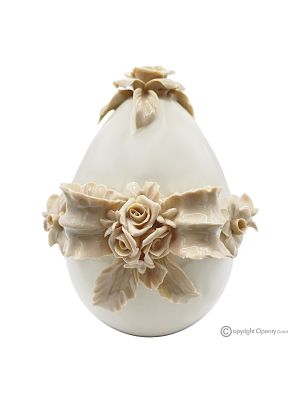 HAZELNUT EGG – Centerpiece for table, fine Capodimonte porcelain, handmade