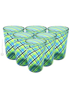 ACQUA CANNE Set 6 Tumbler Trinkgläser aus Muranoglas Made in Italy