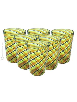 ACQUA CANNE Set 6 Tumbler Trinkgläser aus Muranoglas Made in Italy