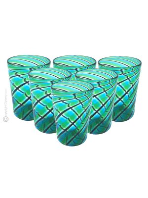 ACQUA CANNE Set 6 Tumbler Trinkgläser aus Muranoglas Made in Italy
