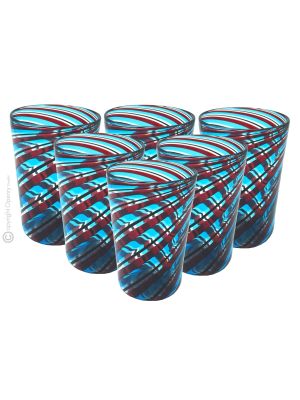ACQUA CANNE Set 6 Tumbler Trinkgläser aus Muranoglas Made in Italy