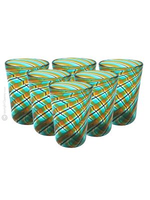 ACQUA CANNE Set 6 Tumbler Trinkgläser aus Muranoglas Made in Italy