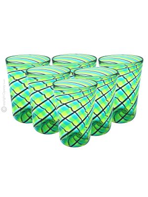 ACQUA CANNE Set 6 Tumbler Trinkgläser aus Muranoglas Made in Italy