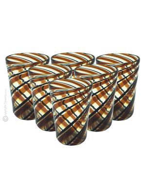 ACQUA CANNE Set 6 Tumbler Trinkgläser aus Muranoglas Made in Italy