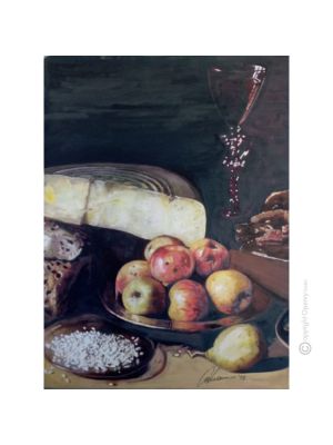 STILL LIFE Painting on canvas by Massimo Scarpa with encaustic technique