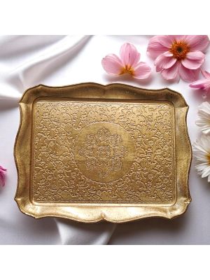 Wooden tray, precious 24k gold leaf, handcrafted with mastery in the heart of Florence.