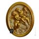 ANGELS Wall decorative object to hang Baroque style artistic ceramic with 24k golden leaf Made in Italy
