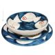 GINOSTRA Collection Set 12 Dishes Plates Service for 4 Persons Tableware Dinnerware Ceramic Handcraft  Handpainted Made in Italy 