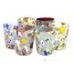 BICCHIERI LIQUORE ARLECCHINO Set 6 liqueur glasses authentic Murano blown glass with Murrine and 925 silver leaf Made in Italy