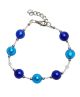 BRACCIALE ONDA Jewellery Women Fashion Bracelet Murano Glass 925 Silver Leaf Aventurine Handcraft Venice Made in Italy -Blue