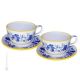 TAZZE FIORACCIO set breakfast cereal cups with saucers Castelli ceramic authentic handmade Abruzzo Made in Italy