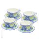 TAZZE FIORACCIO set 4 tea cappuccino coffee cups with saucers Castelli ceramic authentic handmade Abruzzo Made in Italy