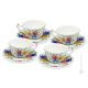 TAZZE ROSESPINE set 4 tea cappuccino coffee cups with saucers Castelli ceramic authentic handmade Abruzzo Made in Italy