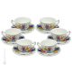TAZZE ROSESPINE Set 6 Teetassen Kaffeetasse Cappuccinotassen mit Untertassen Keramiktassen Castelli Keramik handgemacht authentisch Abruzzen Made in Italy