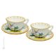 TAZZE UCCELLINI set 2 tea cappuccino coffee cups with saucers Castelli ceramic authentic handmade Abruzzo Made in Italy