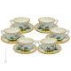 TAZZE UCCELLINI set 6 tea cappuccino coffee cups with saucers Castelli ceramic authentic handmade Abruzzo Made in Italy