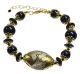 FIRENZE Jewellery Fashion Bracelet Murano Glass 24k Gold Leaf Made in Italy Venice-Black