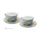 Set of cappuccino cups with saucer, authentic Castelli ceramic, hand-made and hand-painted.-2 sets