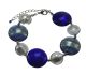PARIGI Jewellery Fashion Bracelet Murano Glass Gold Leaf 24k Platinum Made in Italy-Blue