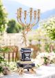 6-flame candelabra in fine ceramic, with angel and elegant gold decorations, handmade.