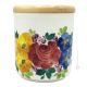 CONTENITORE CILINDRICO Canister container food storage jar in ceramic with wood lid  handcraft handmade hand painted authentic Made in Italy from the Friuli region