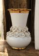 Vase ceramic art - Decor art - Globe base roses golden border