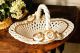 Handcrafted ceramic centerpiece, with roses and golden details, handmade.